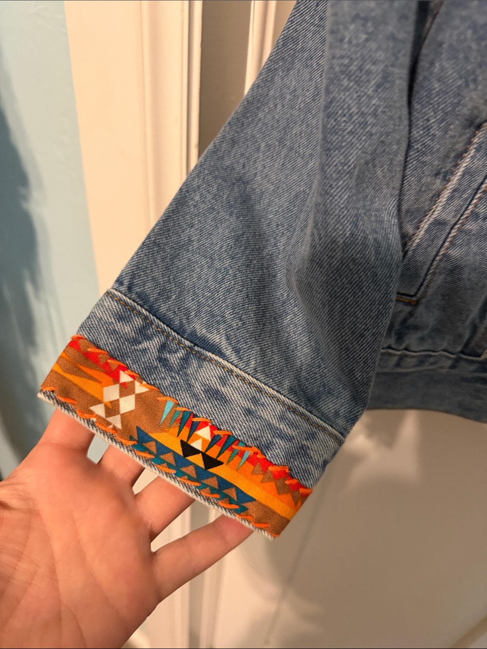 Up Cycled Artisan Made Colorful Heavily Embellished Cotton Denim Jacket - Picture 13 of 16
